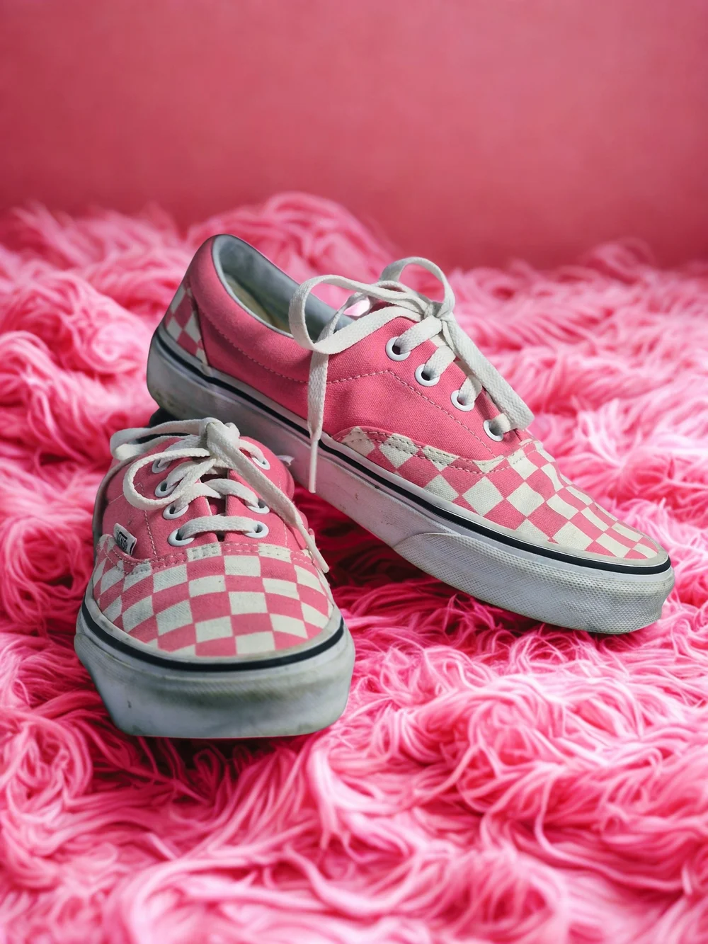 Vans Pink,white,lime Low-Top Lace-Up Skate Sneakers